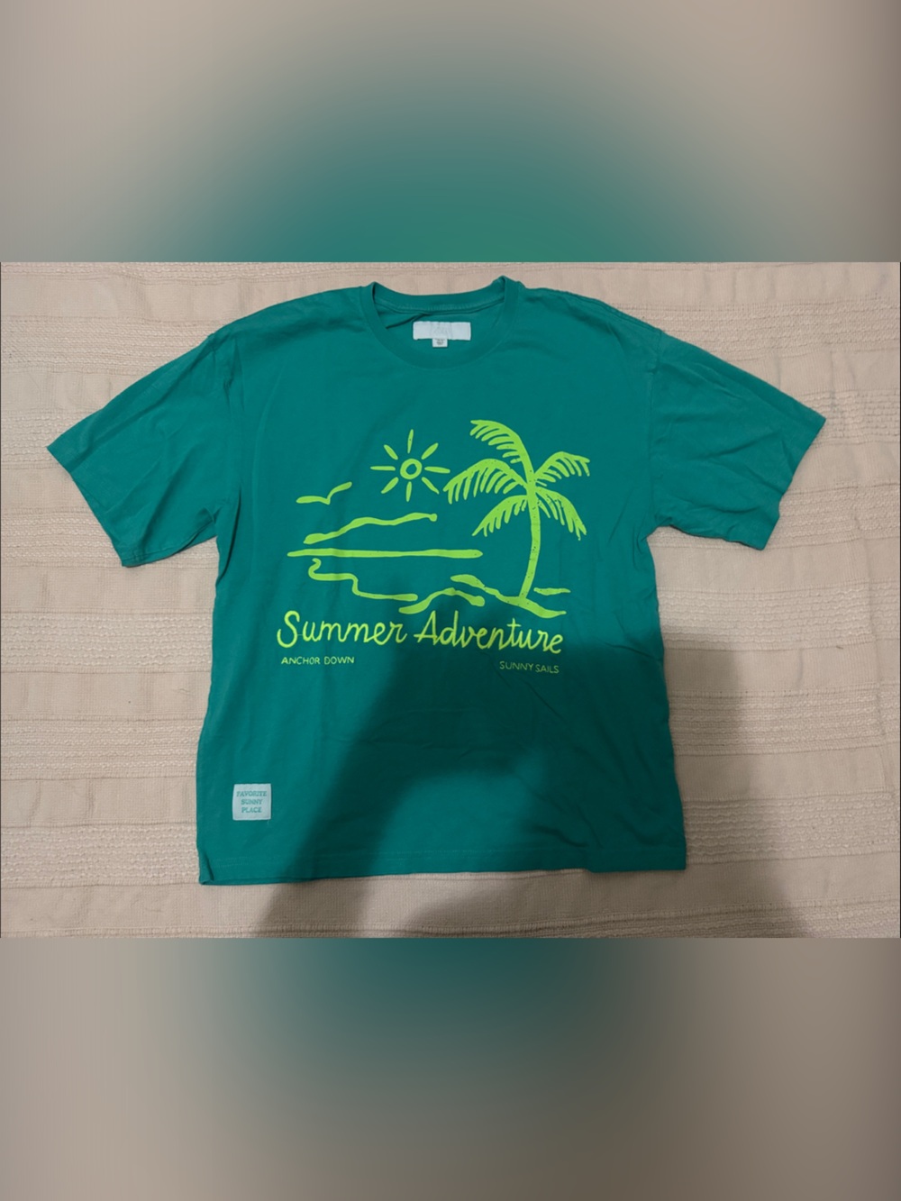 Zara Teal Kids' Short-Sleeve Tee with Lime Palm Graphic